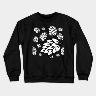 BLACK AND WHITE LEAF PATTERN | SEAMLESS PRINT WITH LEAVES FOR SUMMER Crewneck Sweatshirt